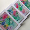 Set of Four Original Art Cards Abstract Florals FREE POSTAGE