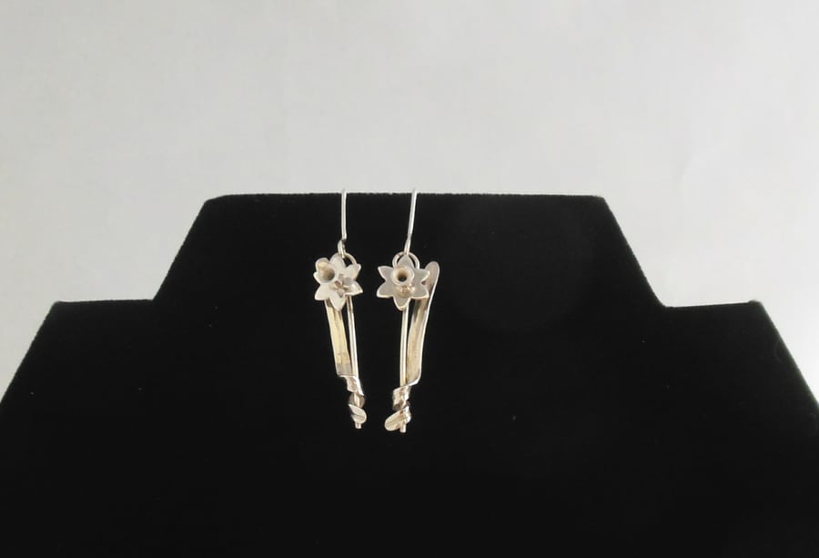 Dainty daffodil dangle Sterling earrings