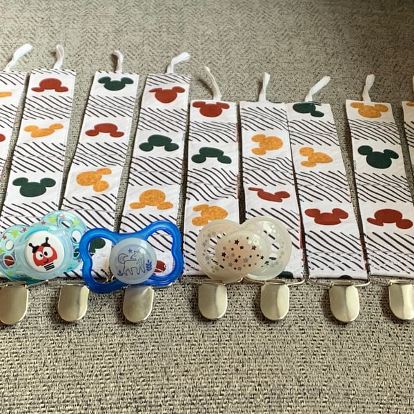Disney Mickey Mouse SHORT and X-SHORT (Baby-Infant-Toddler) Pacifier Clip Disney