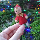 Pocket Pixie "Jolly" Christmas Decoration, Mini Art Doll