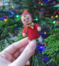 Pocket Pixie "Jolly" Christmas Decoration, Mini Art Doll