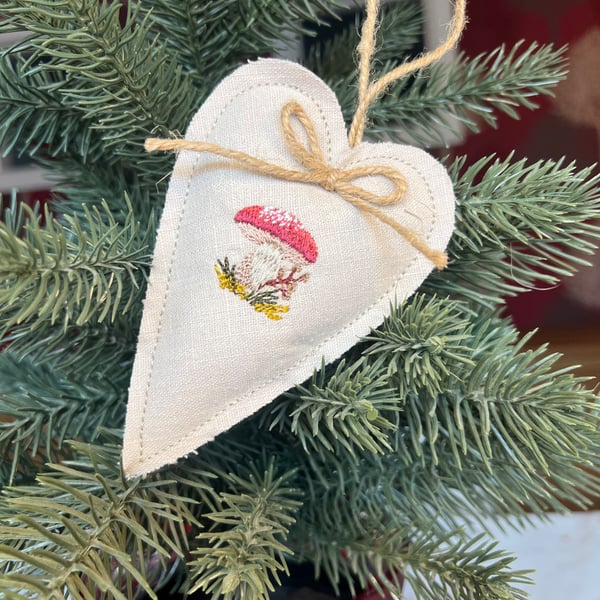Handmade linen Toadstool lavender bag 