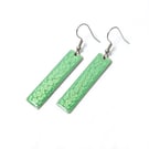 Bright apple green minimalist dangle earrings, lightweight colourful earrings