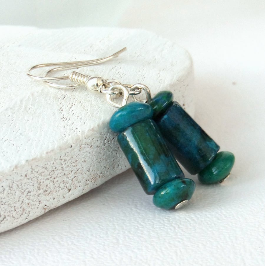 Chrysocolla blue-green earrings