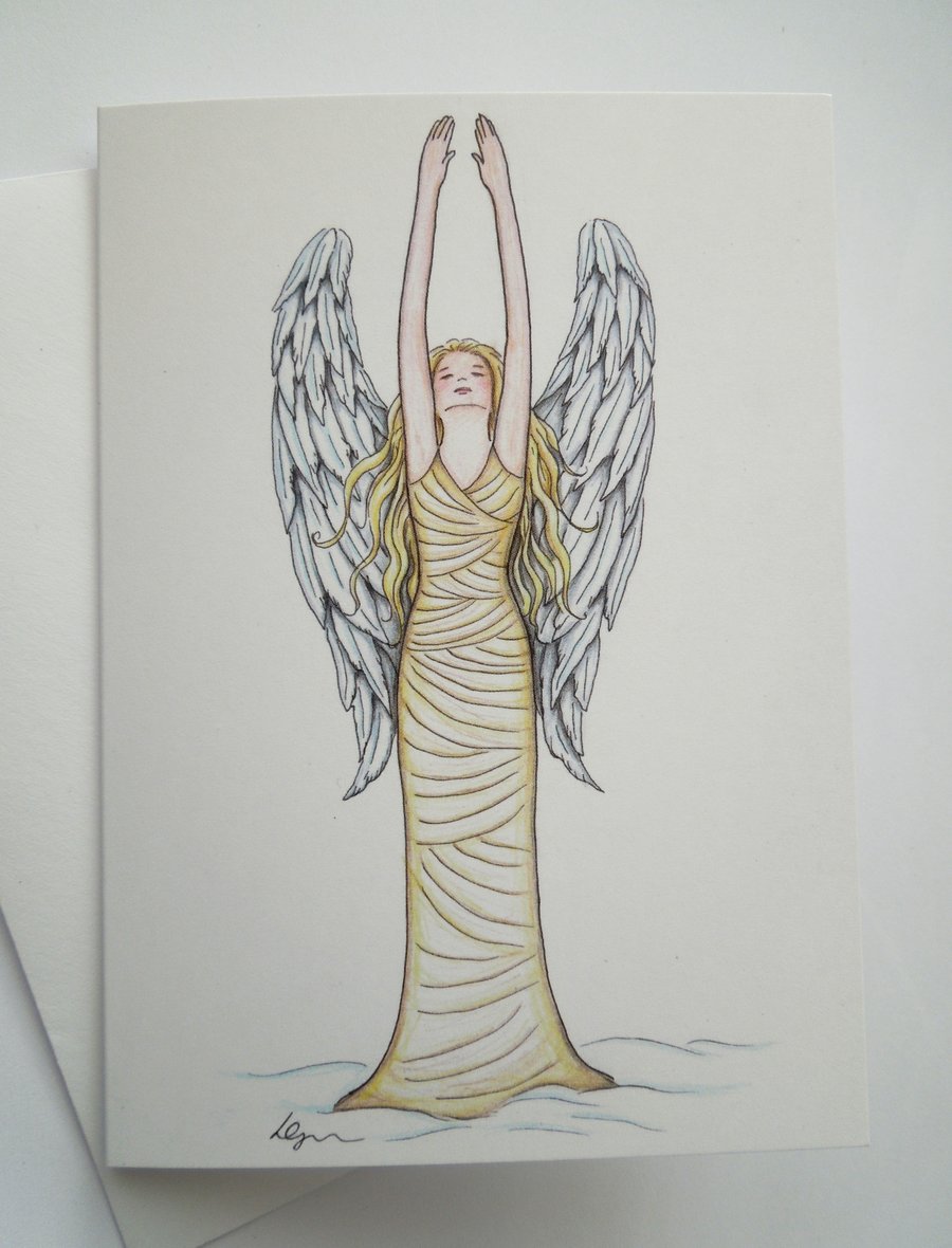 Angel fine art greeting card with envelope