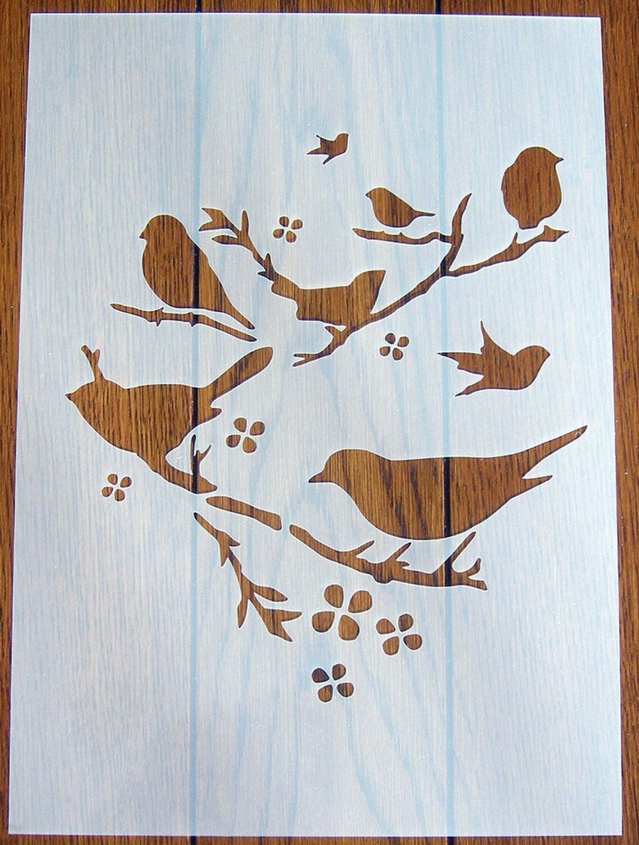 Roosting Birds Stencil Mask Reusable PP Sheet for Arts & Crafts