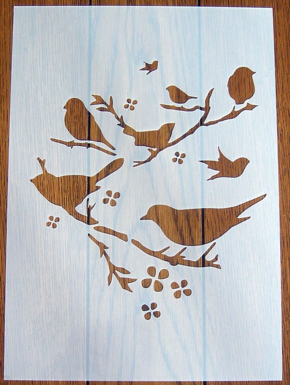 Roosting Birds Stencil Mask Reusable PP Sheet for Arts & Crafts