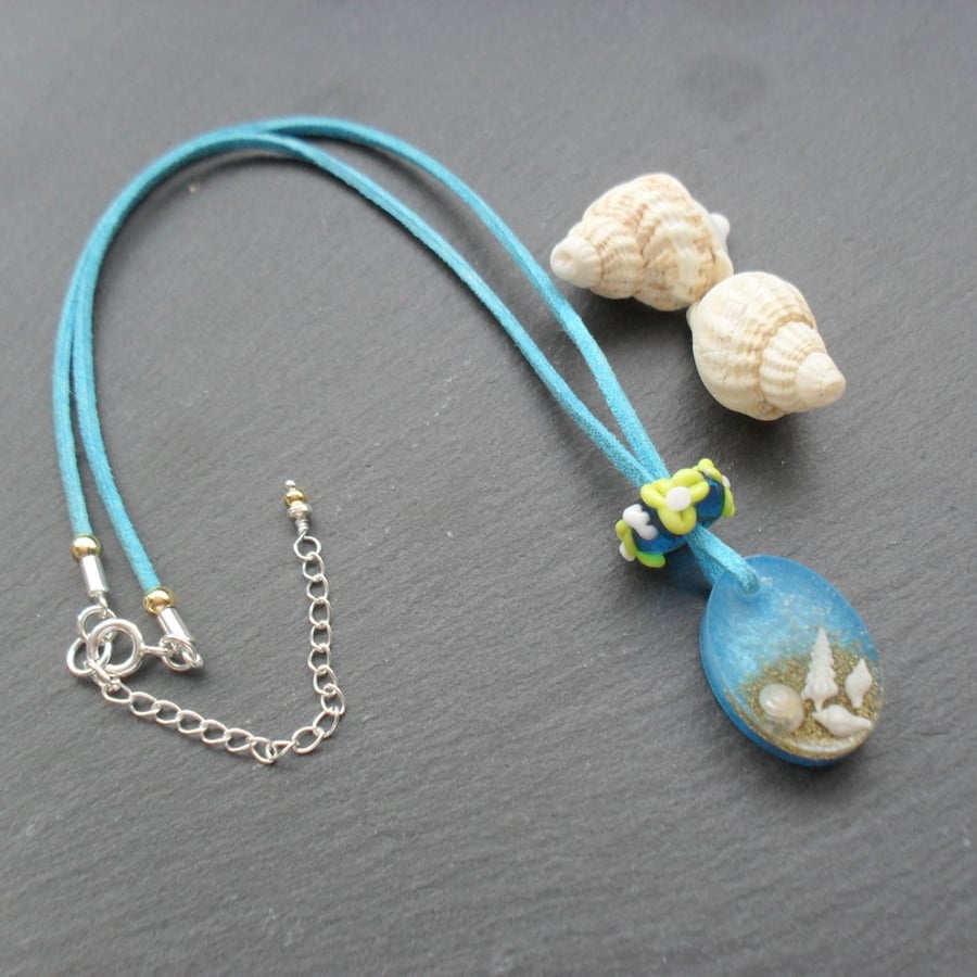 Shell Resin Pendant With Sterling Silver