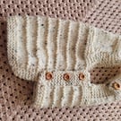 Dungarees style,  dog coat . Speckled cream yarn. Hand knitted 