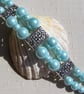 Turquoise Shell Pearl Beaded Vibrant Chunky Beaded Bracelet "Turquoise Bliss" - Image 3