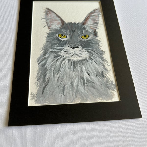 Original cat painting 5x7" 