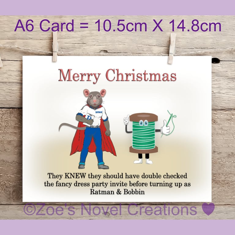 Christmas Card, Fancy dress party A6 size 10.5cm X 14.8cm 