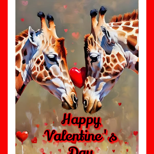 Giraffes Happy Valentine's Day Card 