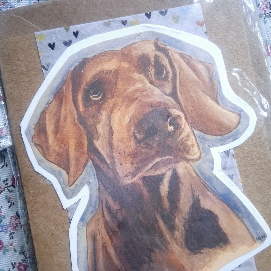 watercolour print greeting card handmade- no 9 hound