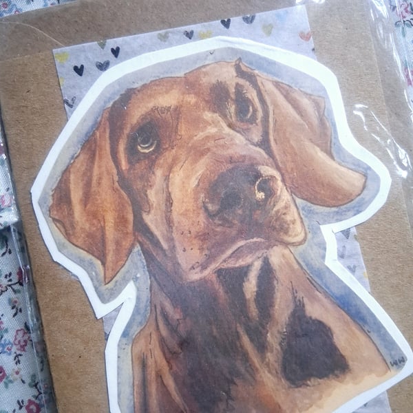 watercolour print greeting card handmade- no 9 hound