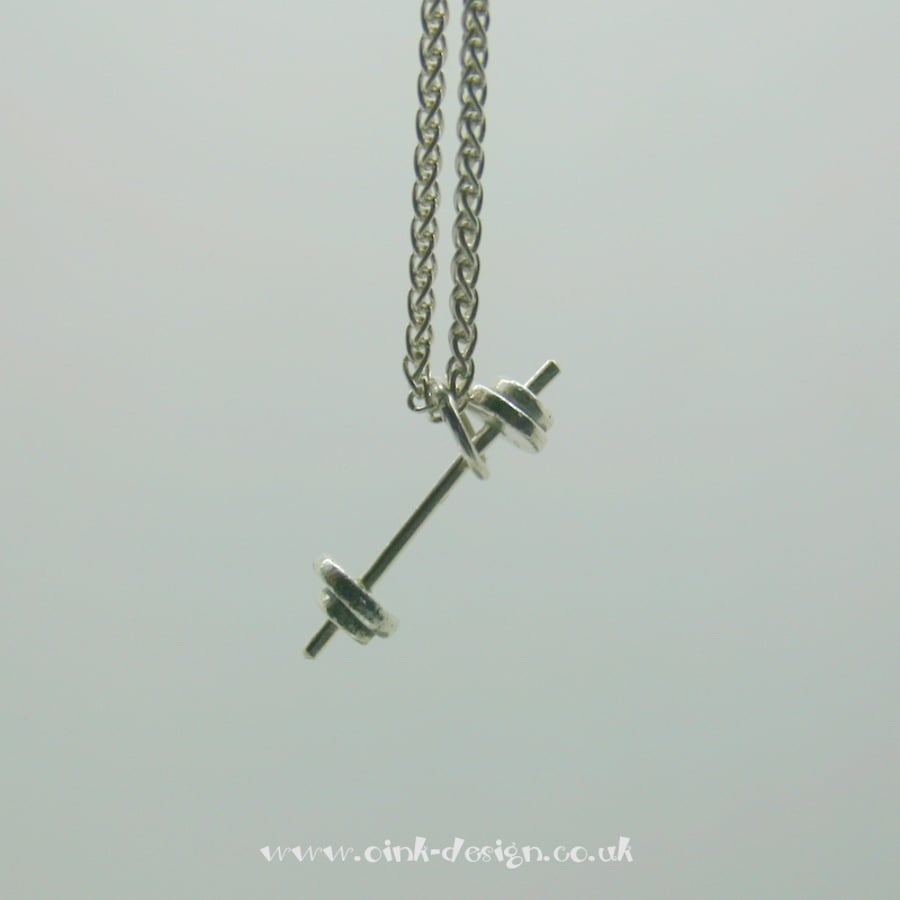 Sterling Silver dumbell on a sterling spiga chain