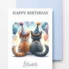 Personalised Cat Birthday Card Printable, Funny Kitty Birthday Card