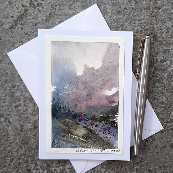 Before The Rain. Blank Card. Original Painting
