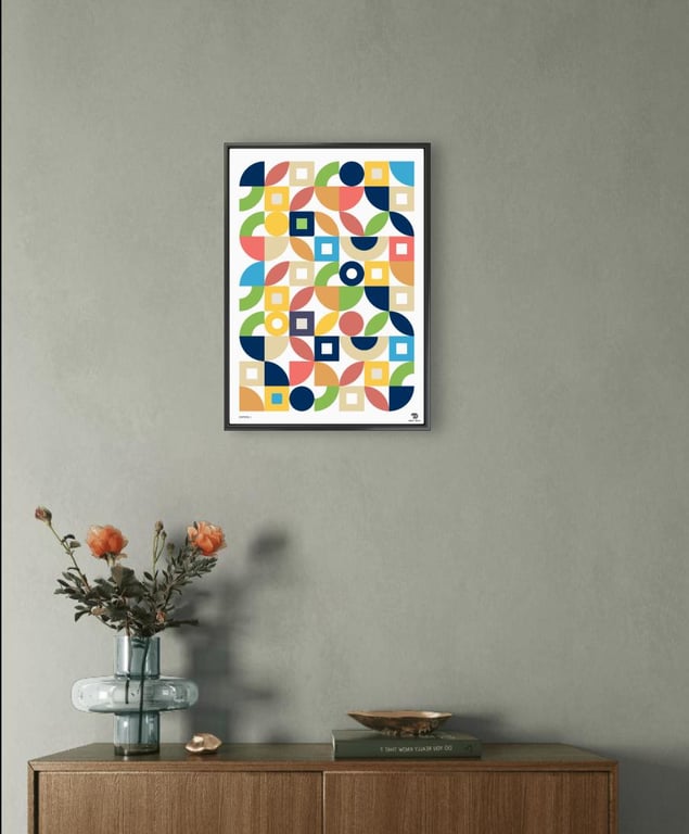 Geometric Art Print Colorful Mid-Century Modern Home Decor