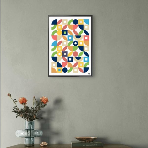 Geometric Art Print Colorful Mid-Century Modern Home Decor