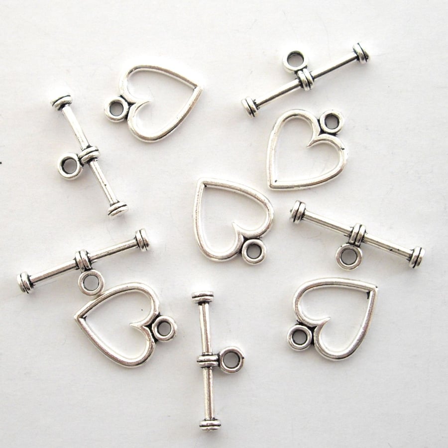 5 x Sets Heart Shaped Toggle Clasps