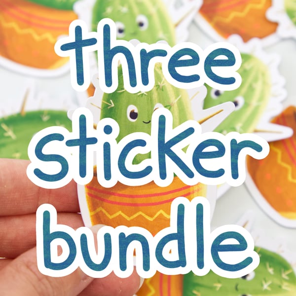 Three Sticker Bundle Illustrated Art Matte Vinyl Stickers