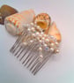 Cream Pearl and Crystal Bow Hair Comb, Beaded Hair Accessory, Prom Accessory - Image 1