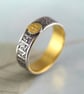Silver Rune Ring with Gold Details Viking Arthur Wedding Ring - Image 4