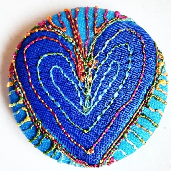 Buttons 1 inch button Hand Dyed Silks and Cottons Free Machine Embroidery Button