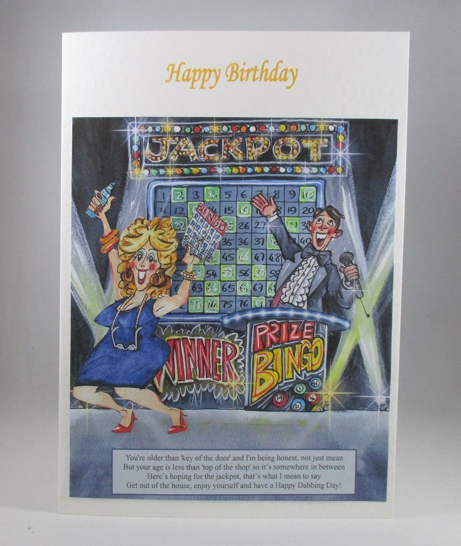 Bingo Lady Birthday Card,personalise,3D,handmade