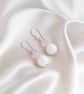 Sterling Silver Rose Quartz & White Agate Gemstone Drop Earrings - Image 2