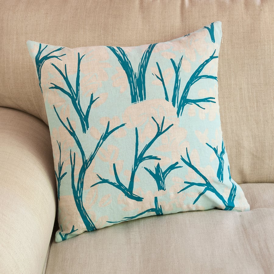 Cover Story "Branch and Leaves" design 45cm square cushion