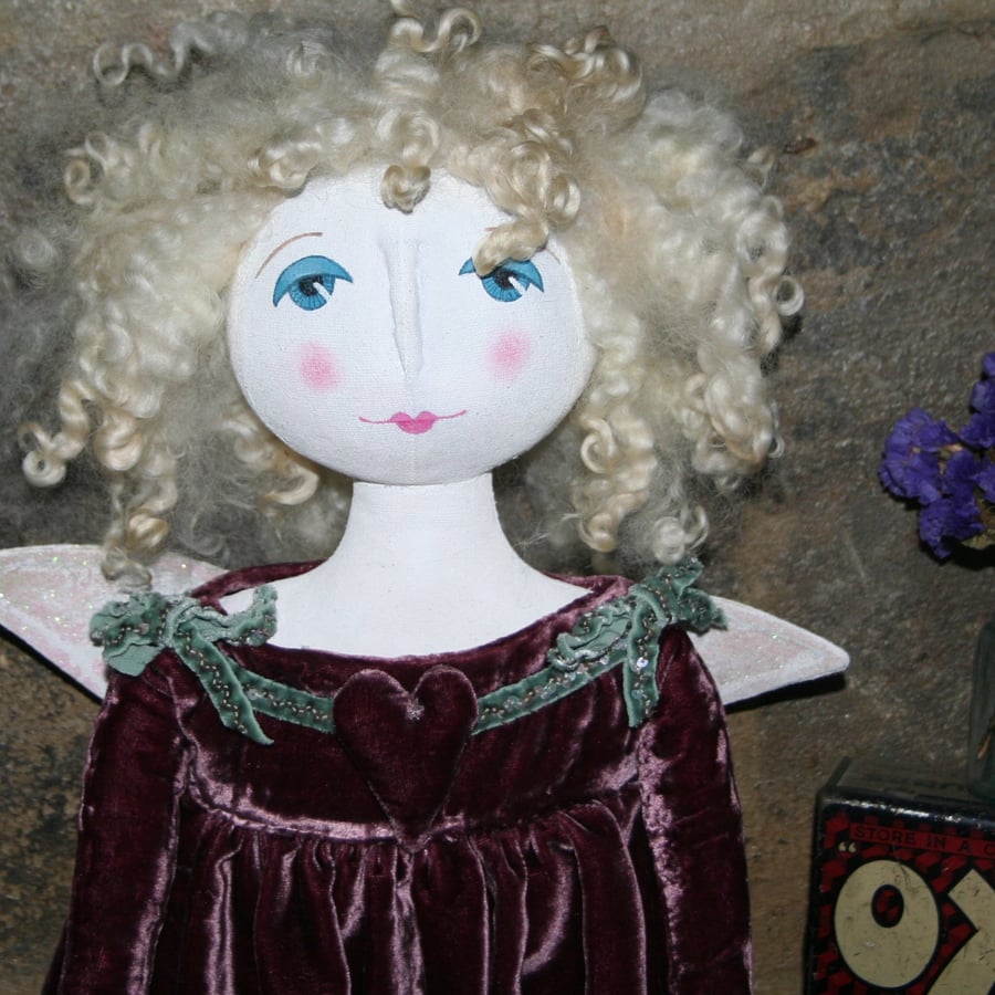 Valentines day primitive angel of love doll