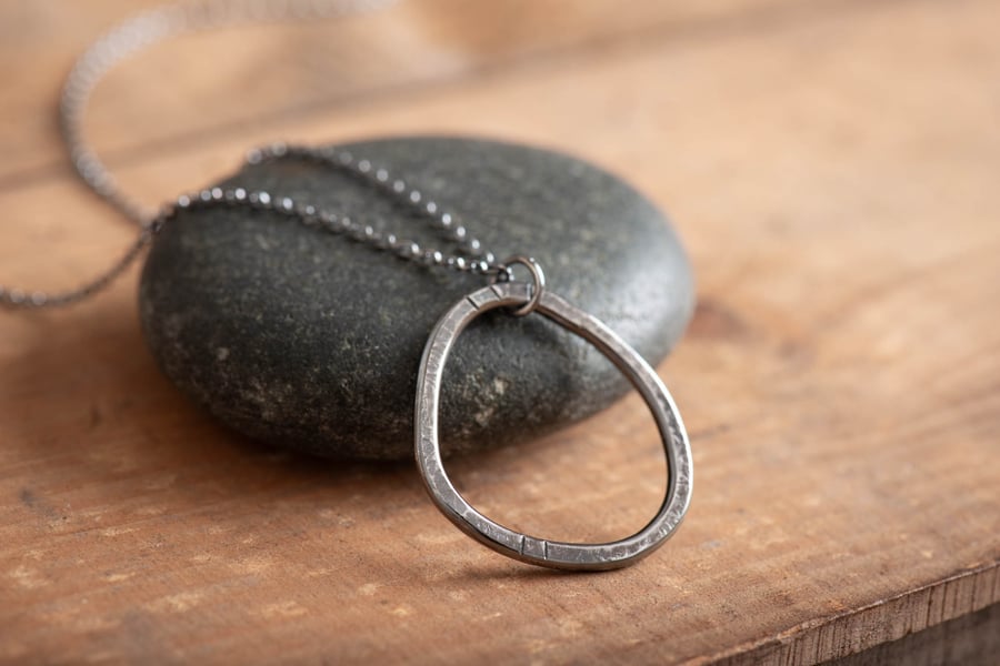 Urban Ocean Necklace. Textured, Oxidised Eco Silver Necklace