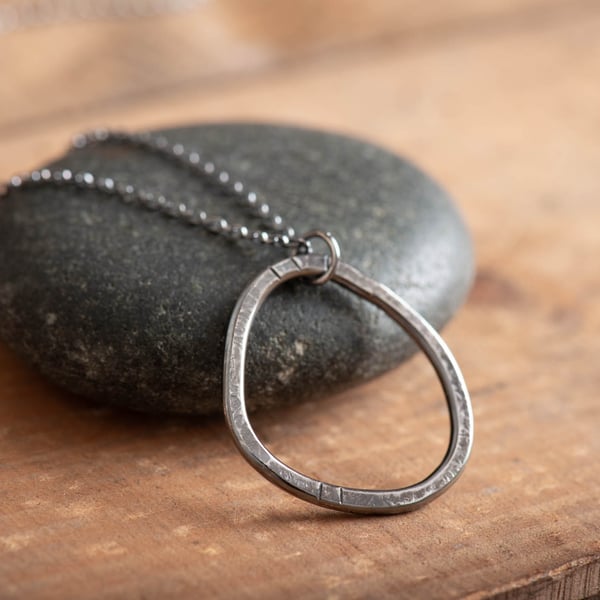 Urban Ocean Necklace. Textured, Oxidised Eco Silver Necklace