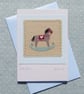 Hand-stitched rocking horse applique mounted on card - lots of detail, to frame? - Image 4