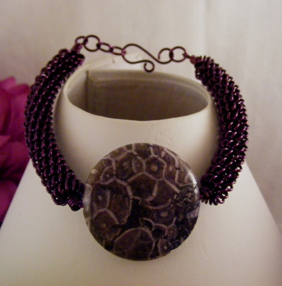 Purple Fossil Jasper Gemstone Bracelet Folksy