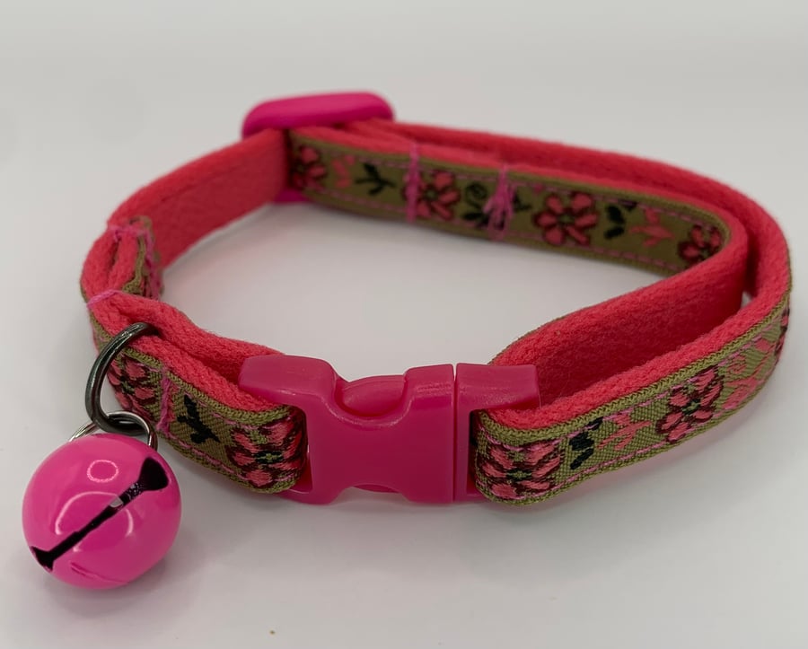 Hot Pink and Brown Cat Collar