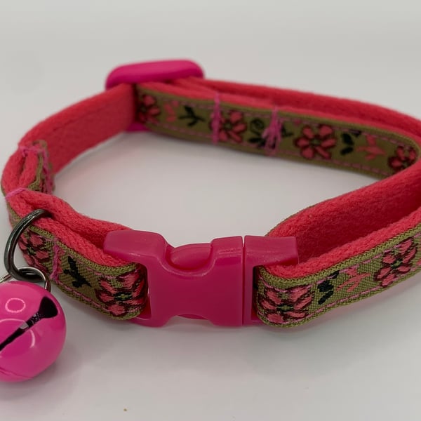Hot Pink and Brown Cat Collar