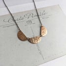 Golden Brass Scalloped Row necklace - hammered half moons - textured brass