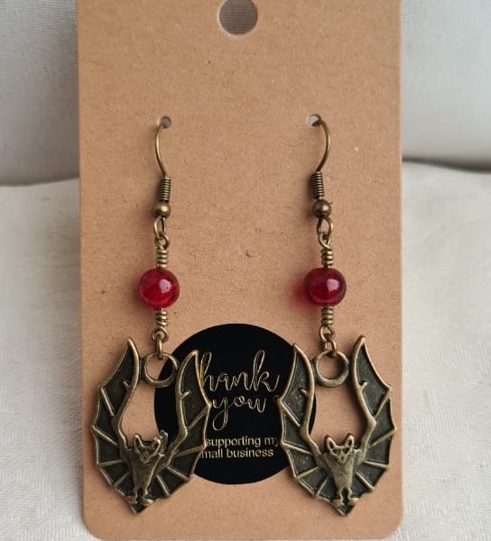 Beautiful Bats Dark Tone Earrings - Antique Bronze Ear Wires