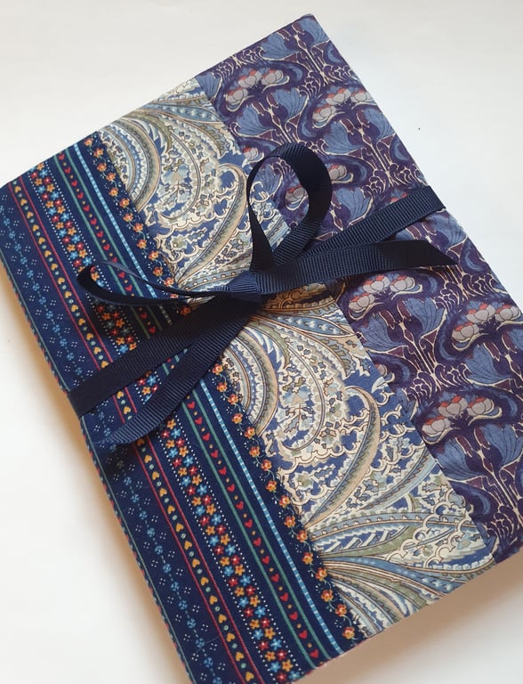 Taking Libertys with Others - dark blue patchwork notebook journal (1)