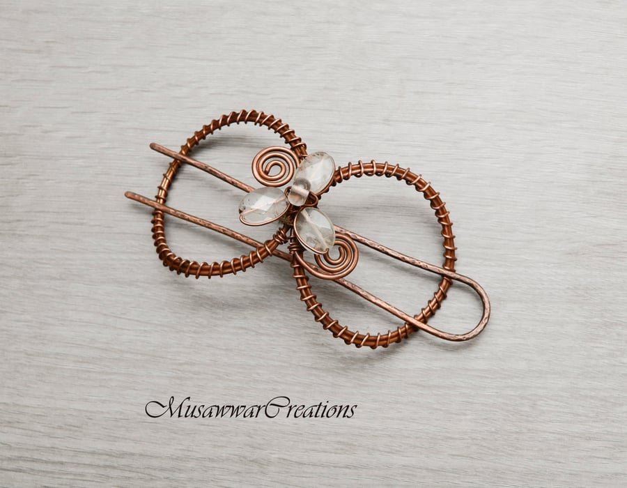 Antique Hair Bun Slide – Antique Copper  Hair Accessory for Updos