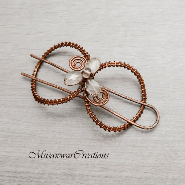 Antique Hair Bun Slide – Antique Copper  Hair Accessory for Updos