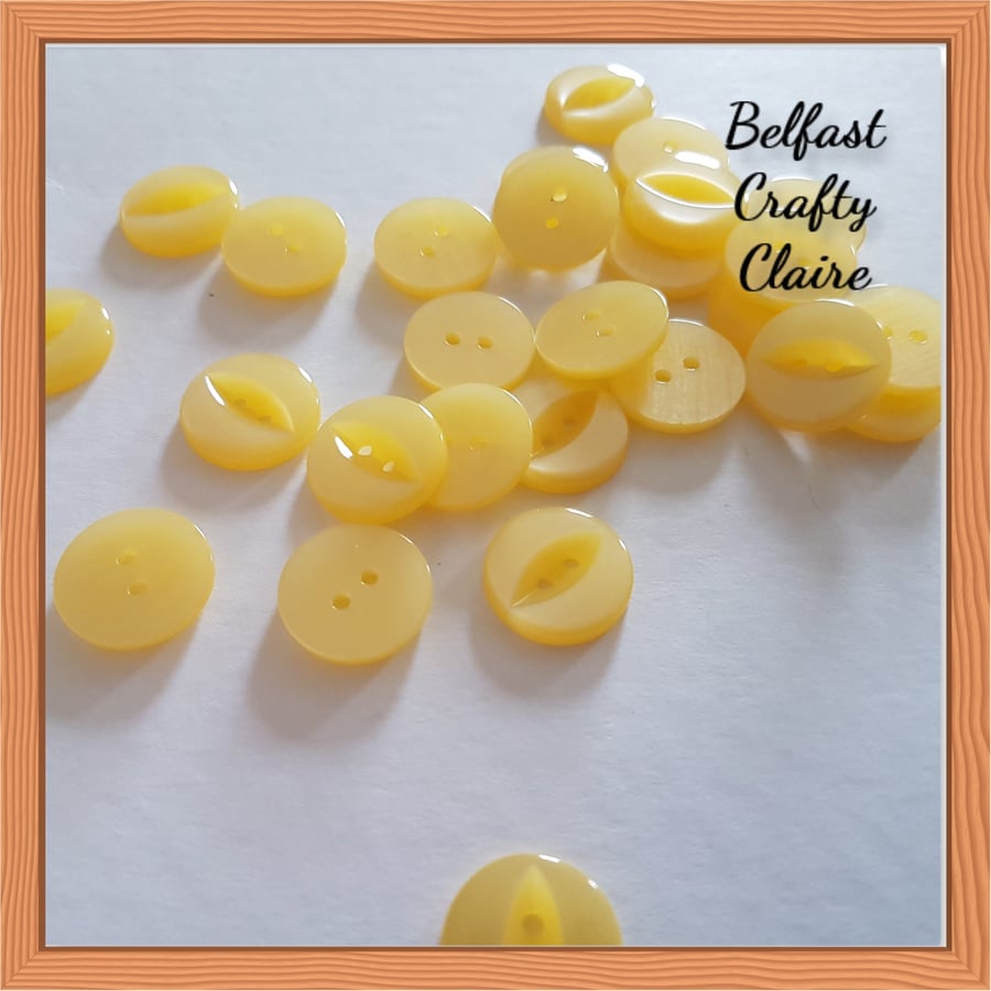 Fish Eye Style - Resin Buttons - YELLOW LEMON - 4 Sizes Available