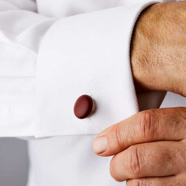 Vintage Ox Blood leather covered cufflinks.