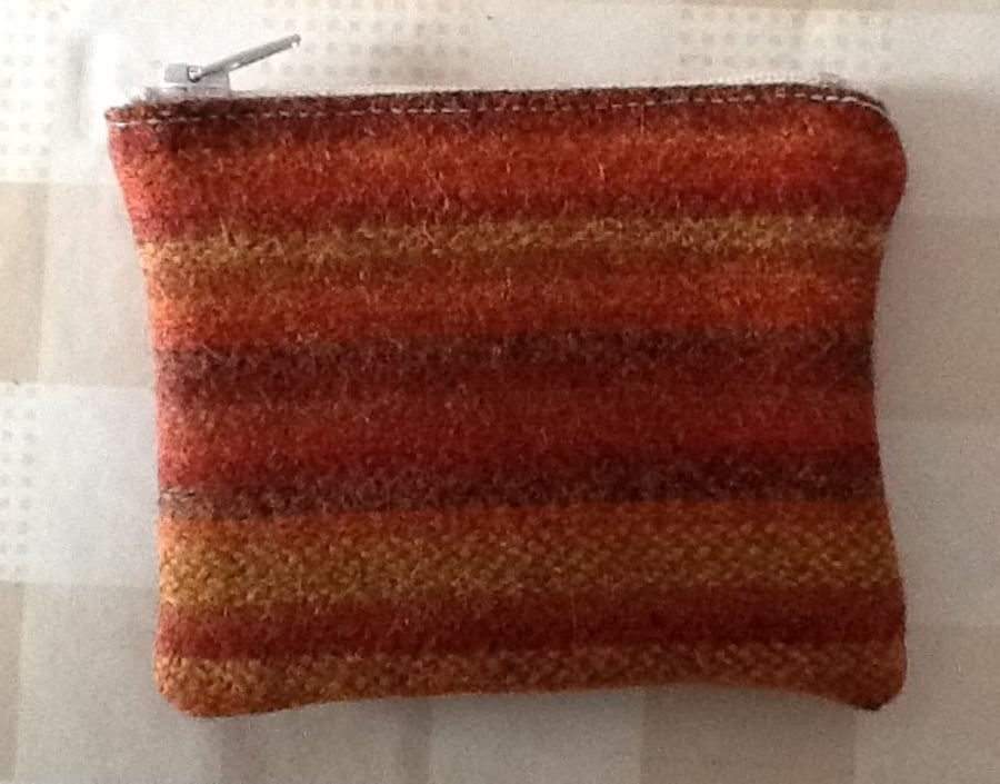 Shetland wool tweed zipped coin purse