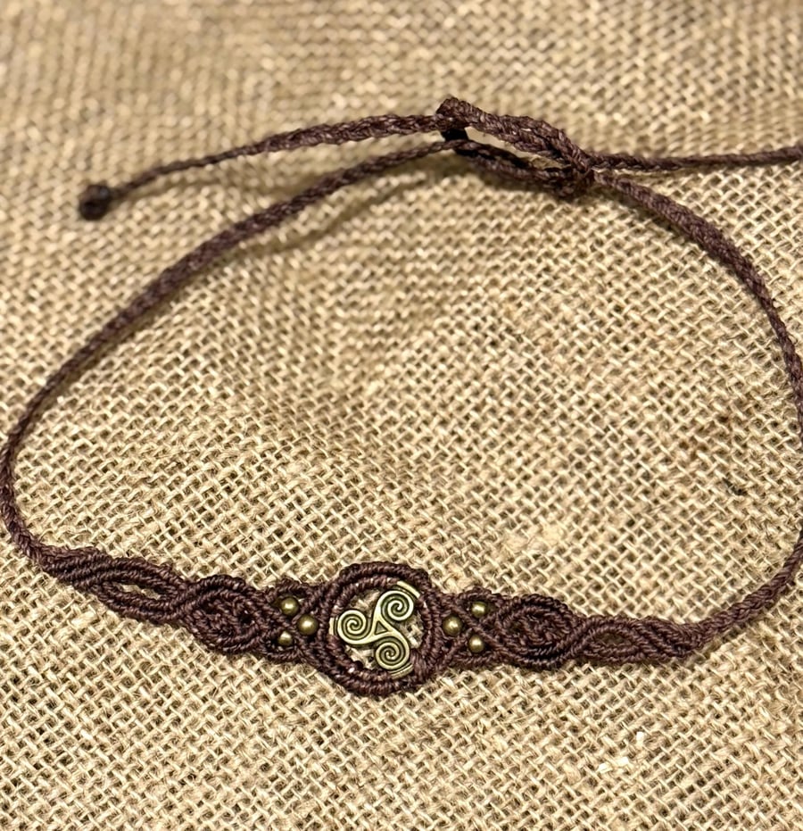 Bohemian Celtic Triskele spiral choker necklace, inc Free UK delivery 