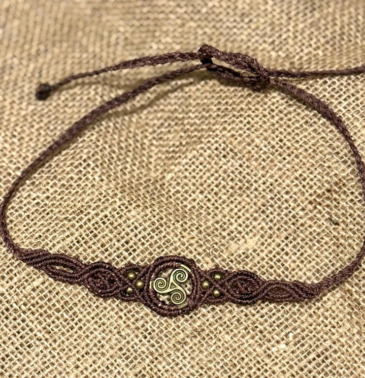 Bohemian Celtic Triskele spiral choker necklace, inc Free UK delivery 