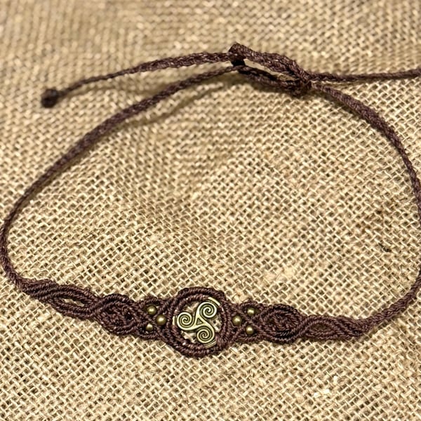 Bohemian Celtic Triskele spiral choker necklace, inc Free UK delivery 